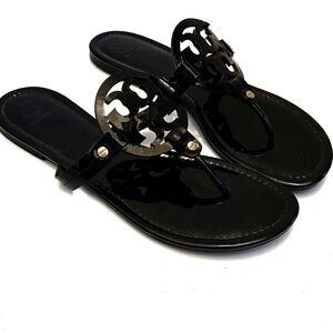 Tory Burch Miller Patent Leather Thong Sandals Size 10
